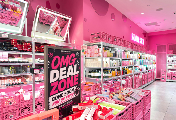 Ko'llection store shelves with K-beauty products
